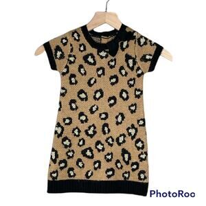 Girls 3T Gymboree RIGHT MEOW cheetah sweater DRESS black brown Metallic Gold